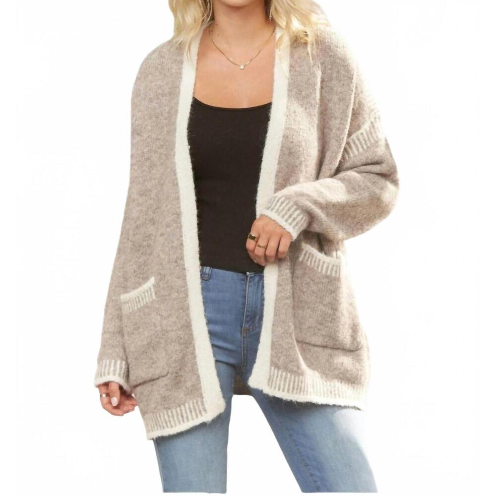 NEW ADORA stitching cardigan - plus in khaki